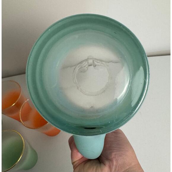 VTG Blendo Mid-Century Frosted Gold Trim 5 Glass and Pitcher Set West Virginia - Picture 12 of 16